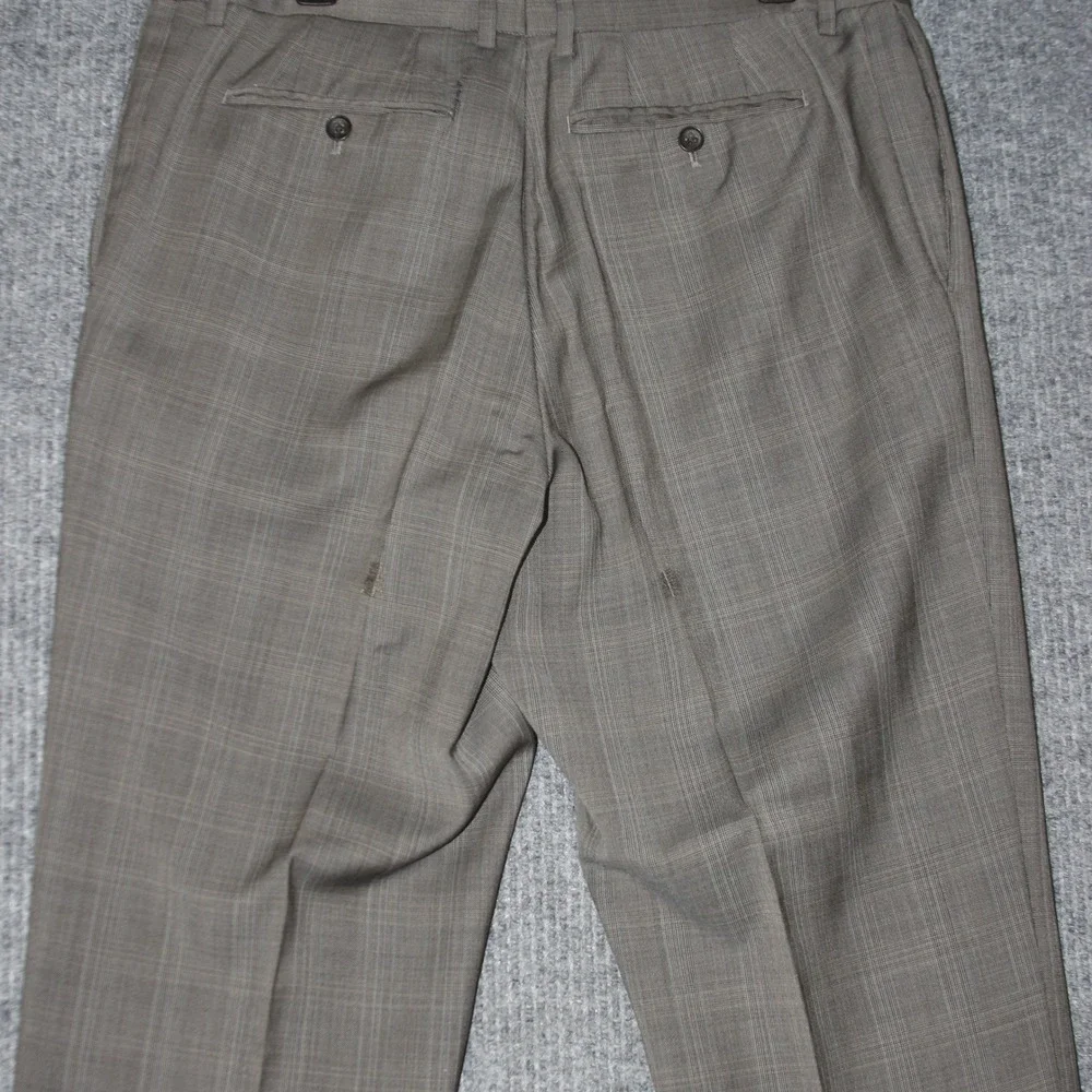 Banana Republic Dress Pants Mens 36 Gray Classic Fit Plaid Flat‎ Front Casual